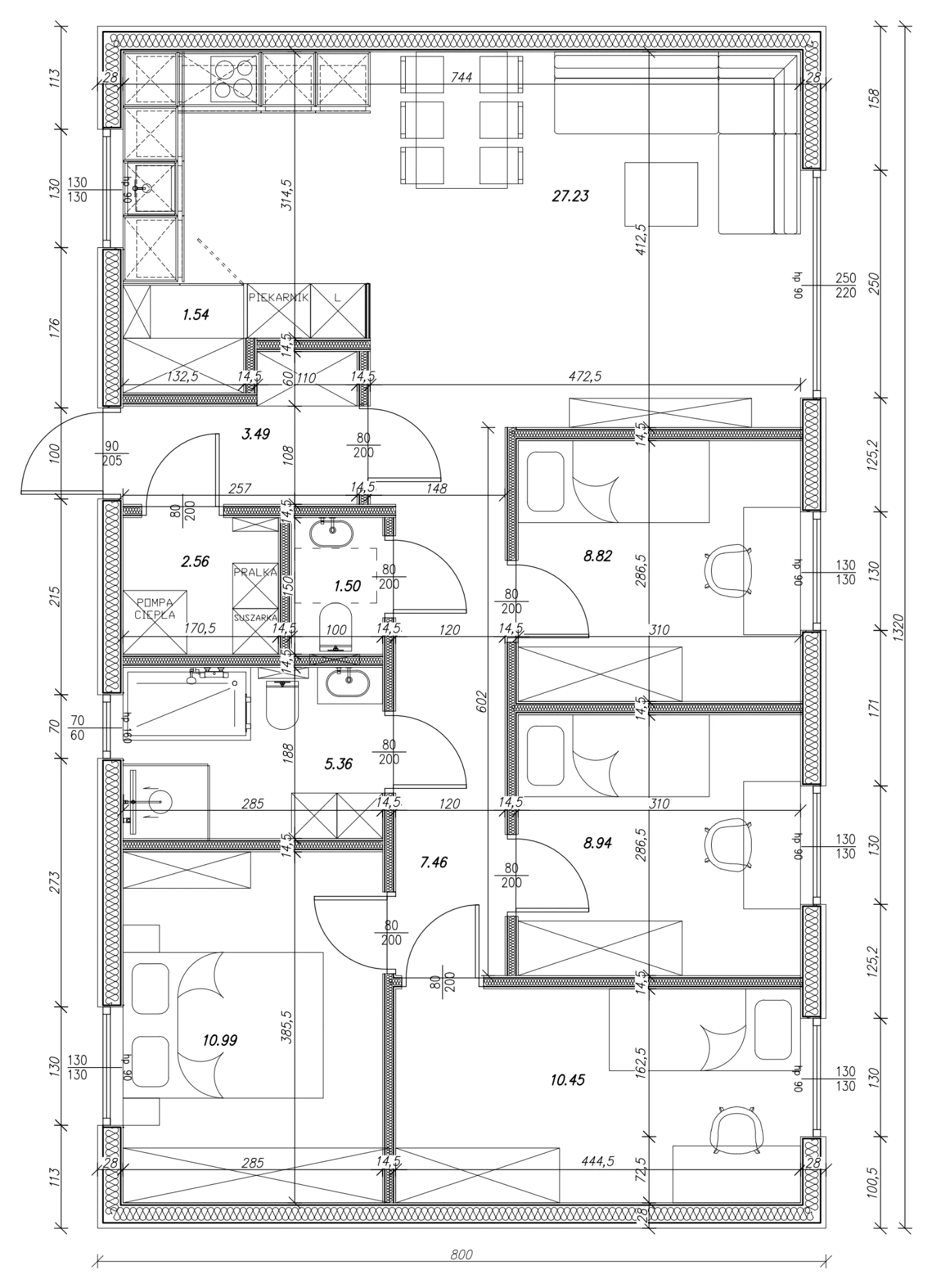 Dom 105 m² parterowy – rzut parteru